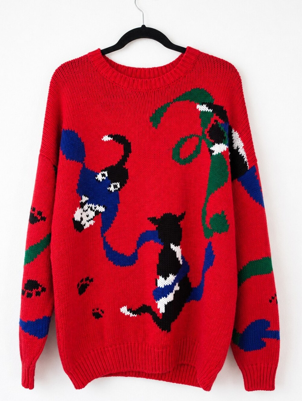 Vintage Couture Lady Cat Sweater 3X Novelty Knit Grandma Core Cottagecore